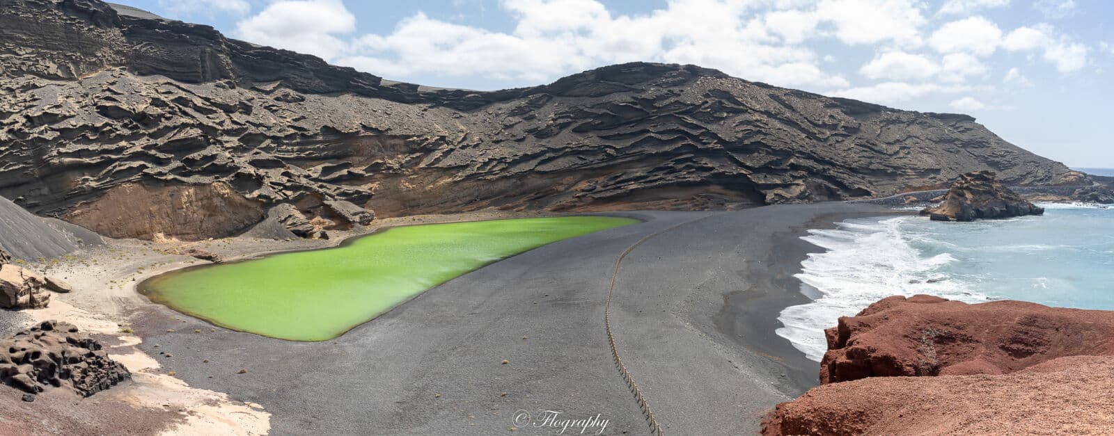 le lac vert de Charco de los Clicos à El Golfo à Lanzarote Canaries Espagne