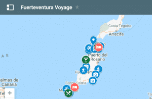 Carte Fuerteventura avec les lieux visité